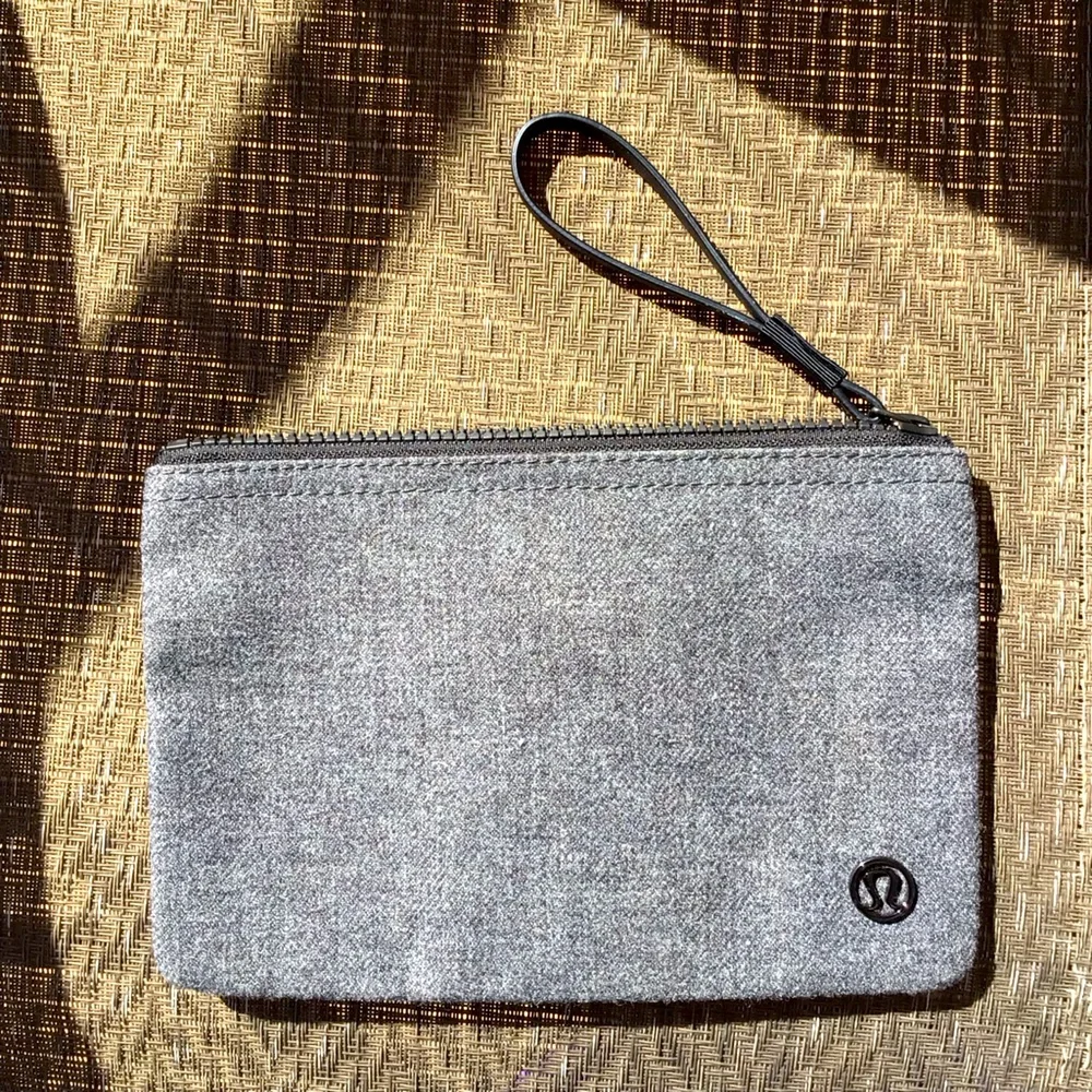 Lululemon Gray Wool Zip Wristlet Bag